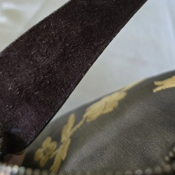 Latico Hobo Bag Embroidered Floral Brown Leather Trim Small Shoulder Purse - Picture 15 of 16